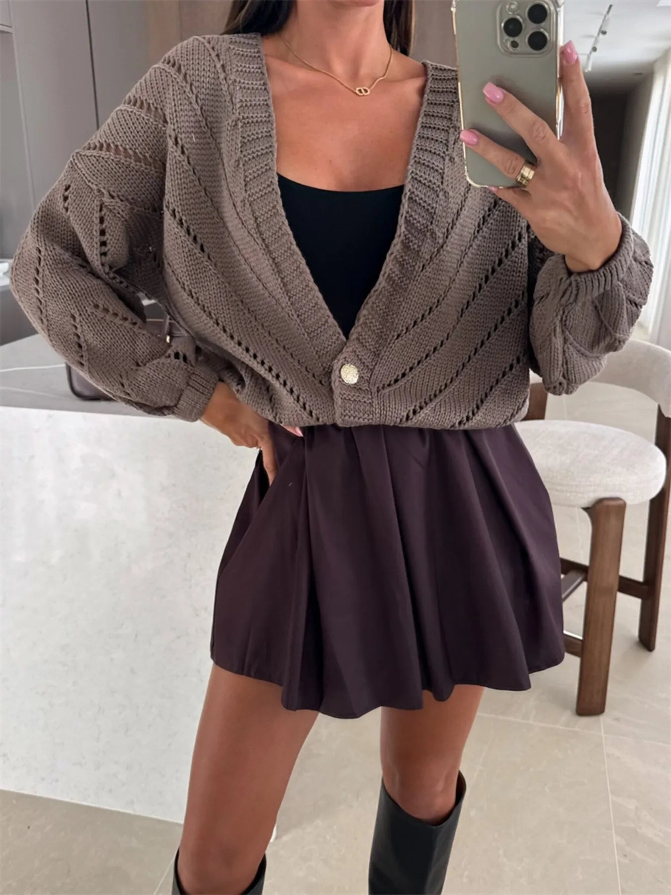 Openwork Long Sleeve Cardigan