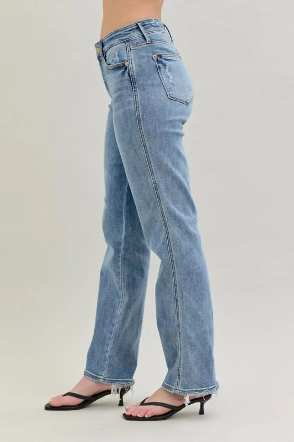 Laidback Cell Pocket Frayed Blue Jeans