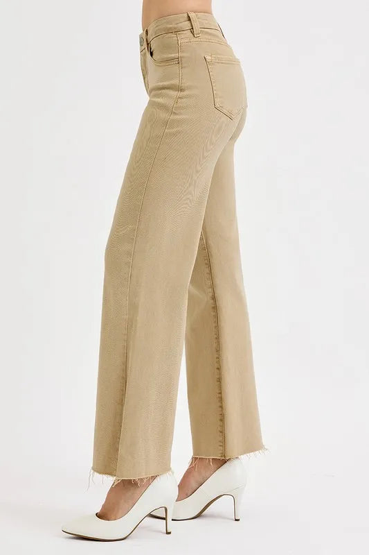 Confident Curve Tan Raw Hem Jeans