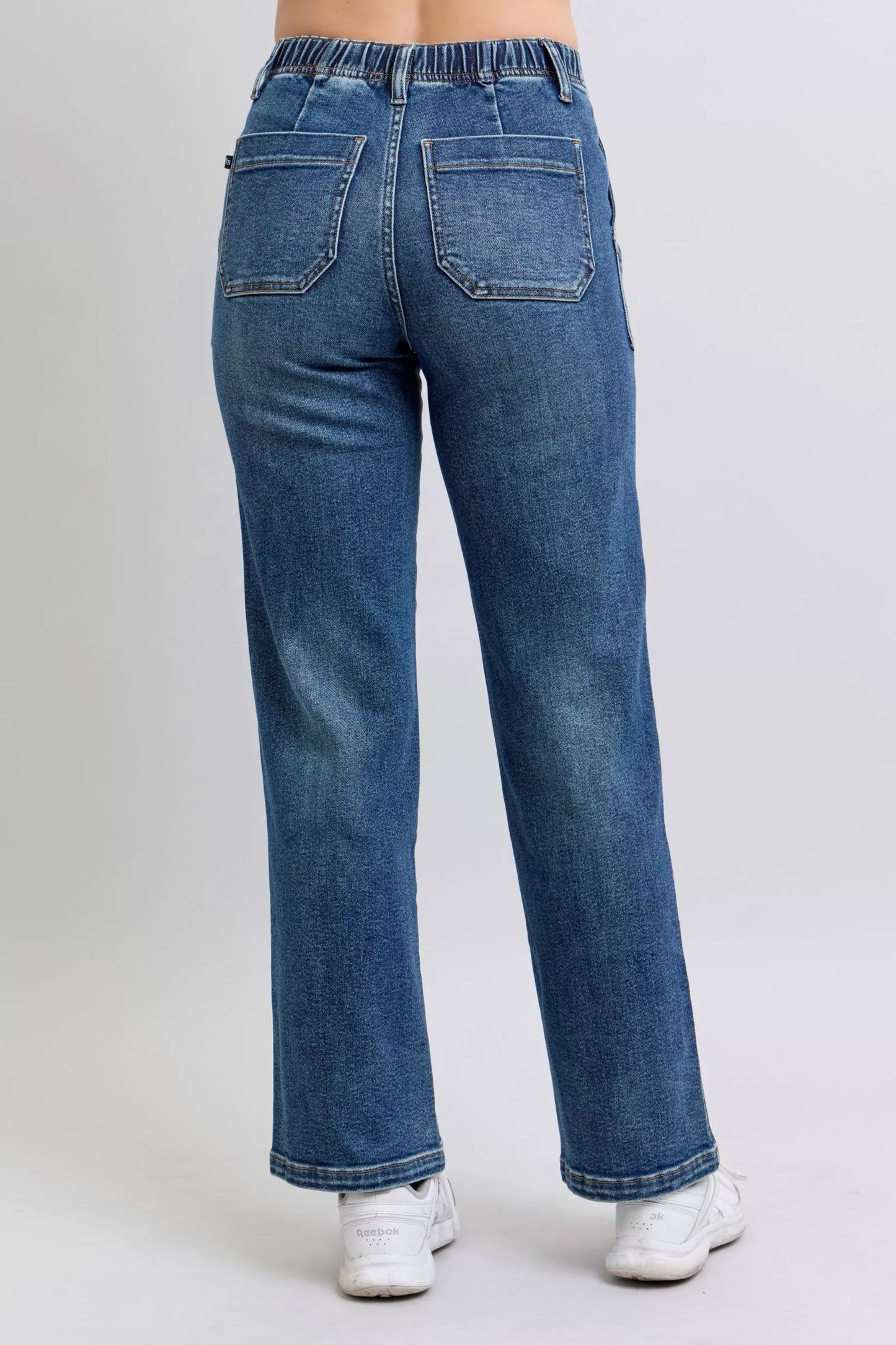Relaxed Drawstring Straight-Leg Jeans