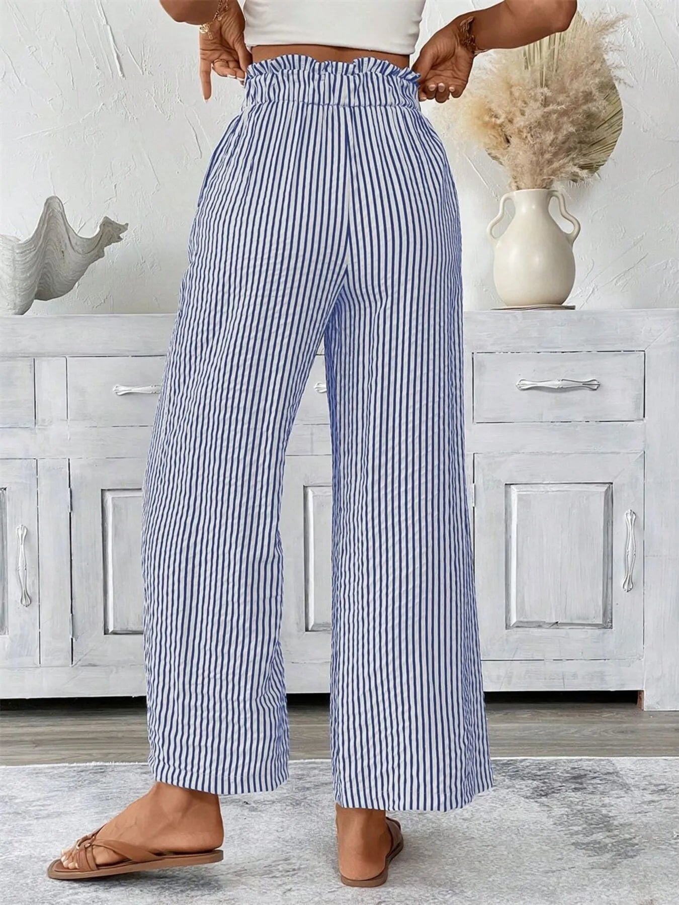 Signature Striped Paper Bag Pants (Full Size)