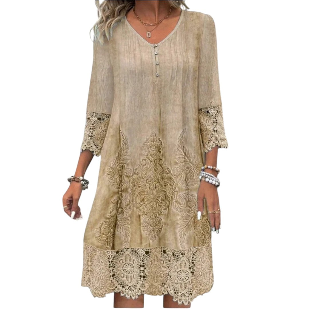 Alvinea™ | Lace-Trim A-Line Dress
