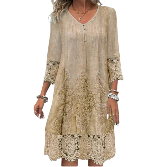Alvinea™ | Lace-Trim A-Line Dress