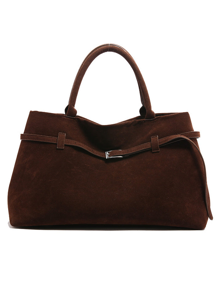 Vintage Nubuck Leather Tote Bag Brown
