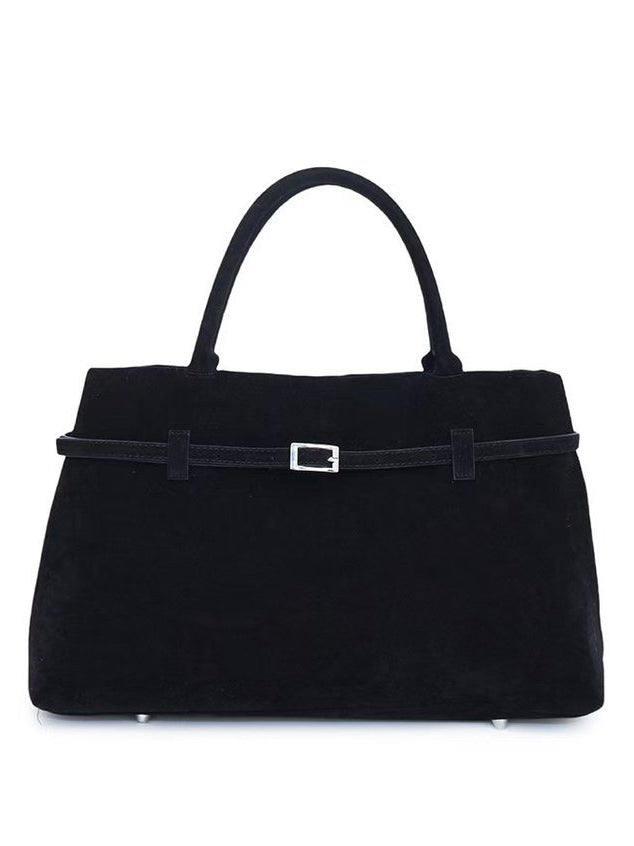 Vintage Nubuck Leather Tote Bag Black