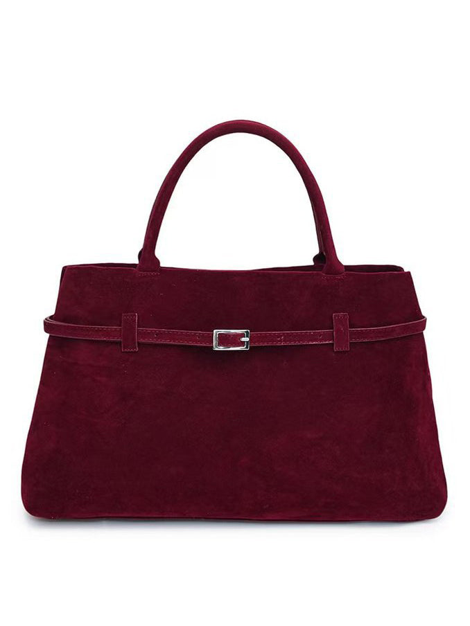 Vintage Nubuck Leather Tote Bag Red