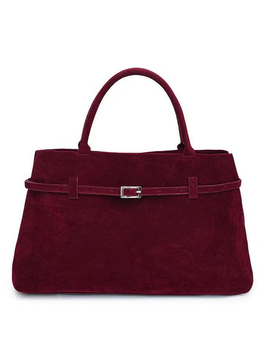 Vintage Nubuck Leather Tote Bag Red