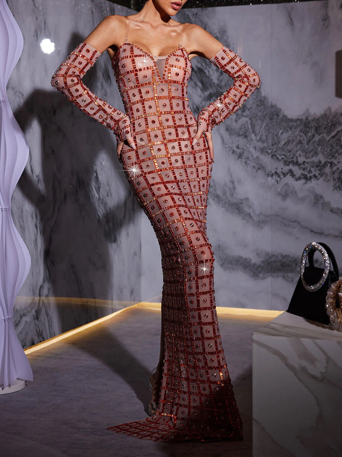 Rannie crystal maxi dress