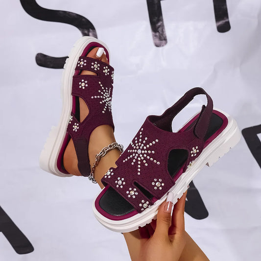 Sparkly Rhinestone Open Toe Sandals