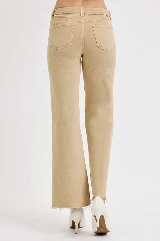 Confident Curve Tan Raw Hem Jeans