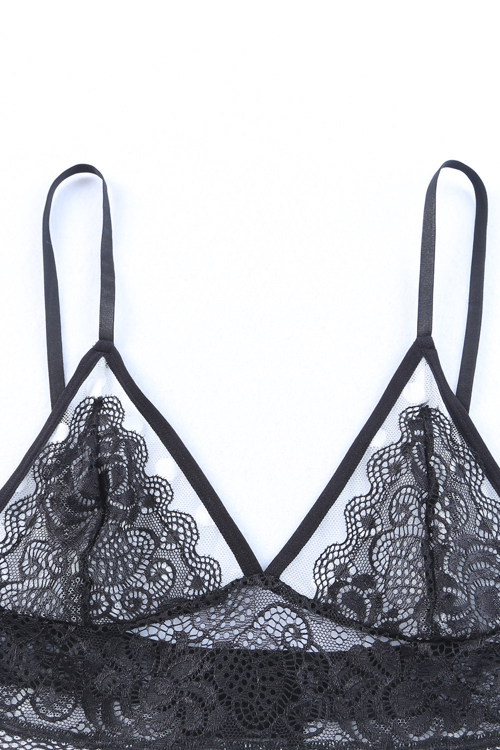 Ladies White Dot Mesh with Lace Overlay Detail at Bust comes with matching thong