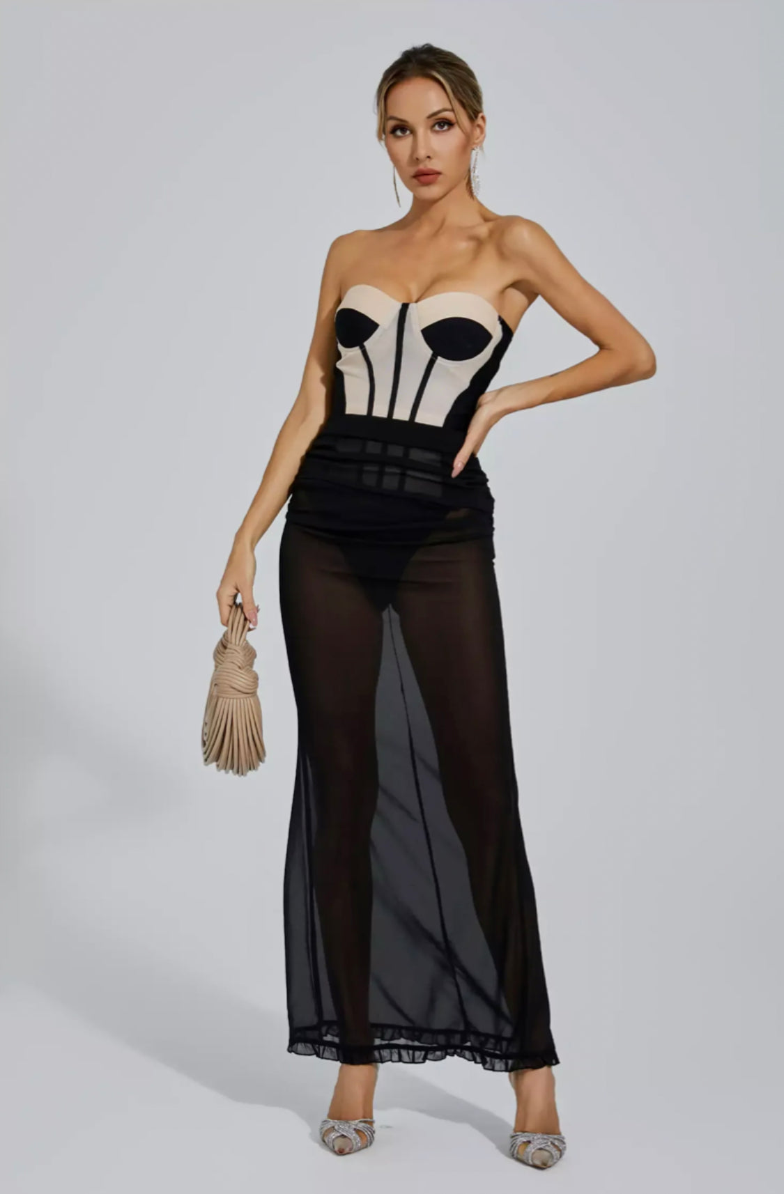 Paityn black bustier/skirt set