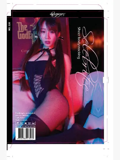 Sexy Black Sheer Faux Corset Body Stocking Crotchless
