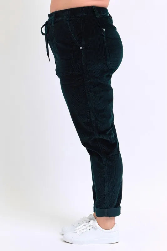 Emerald High Waist Corduroy Cuffed Jogger - Inclusive Sizes