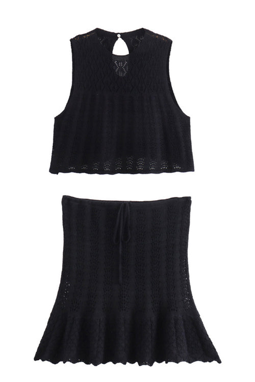 Love Story Knit Crochet Suit - 3 Colors Black Suit (Save $10)