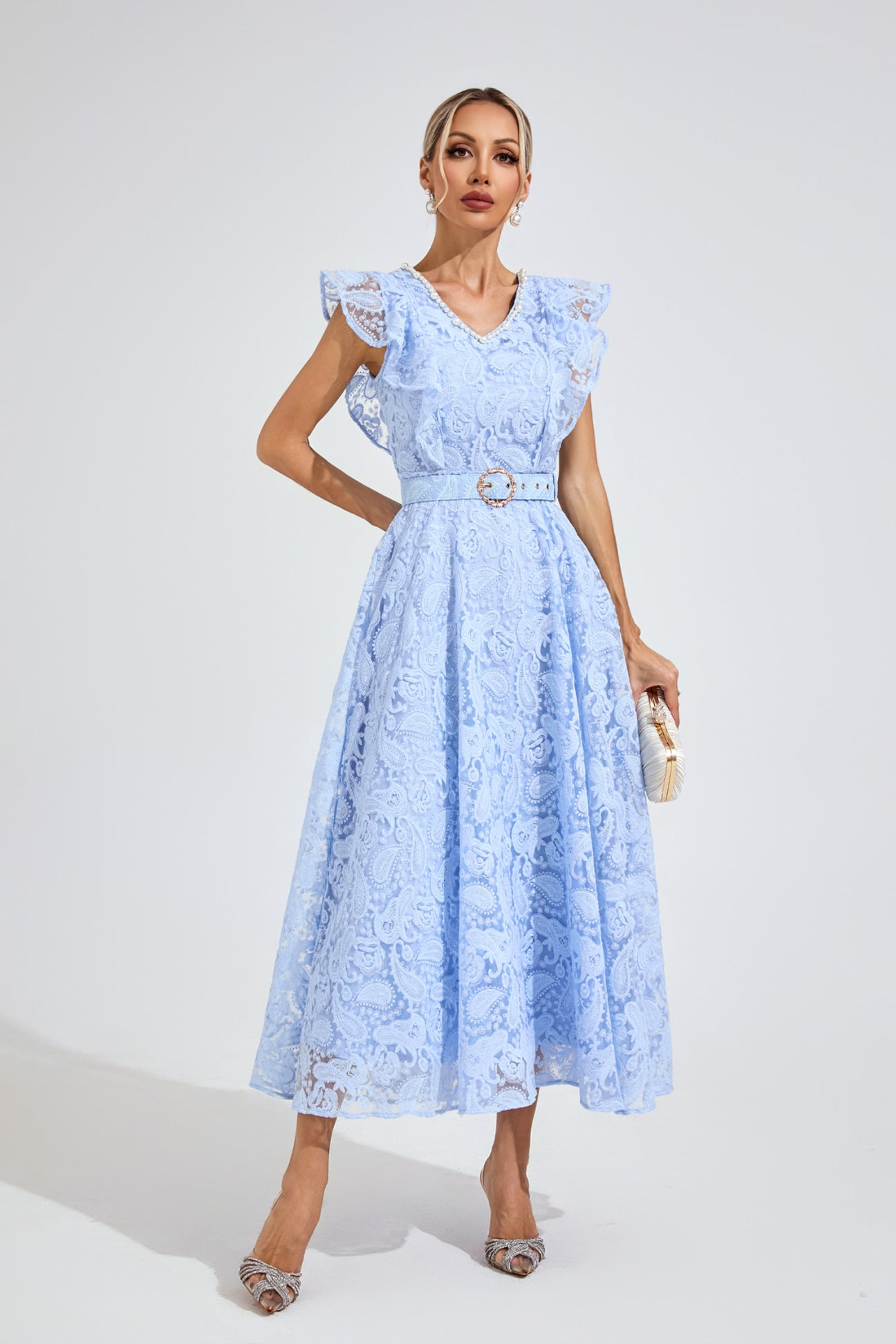 Aurélie Lace Flare Maxi Dress