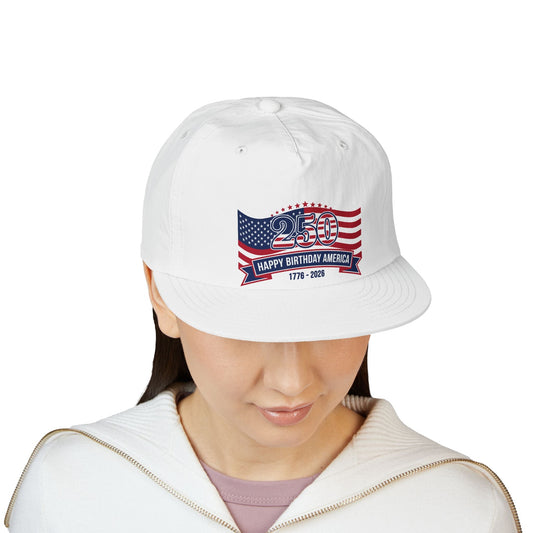 250th America Flag Surf Cap — "Happy Birthday America" Patriotic Hat (1776–2026)