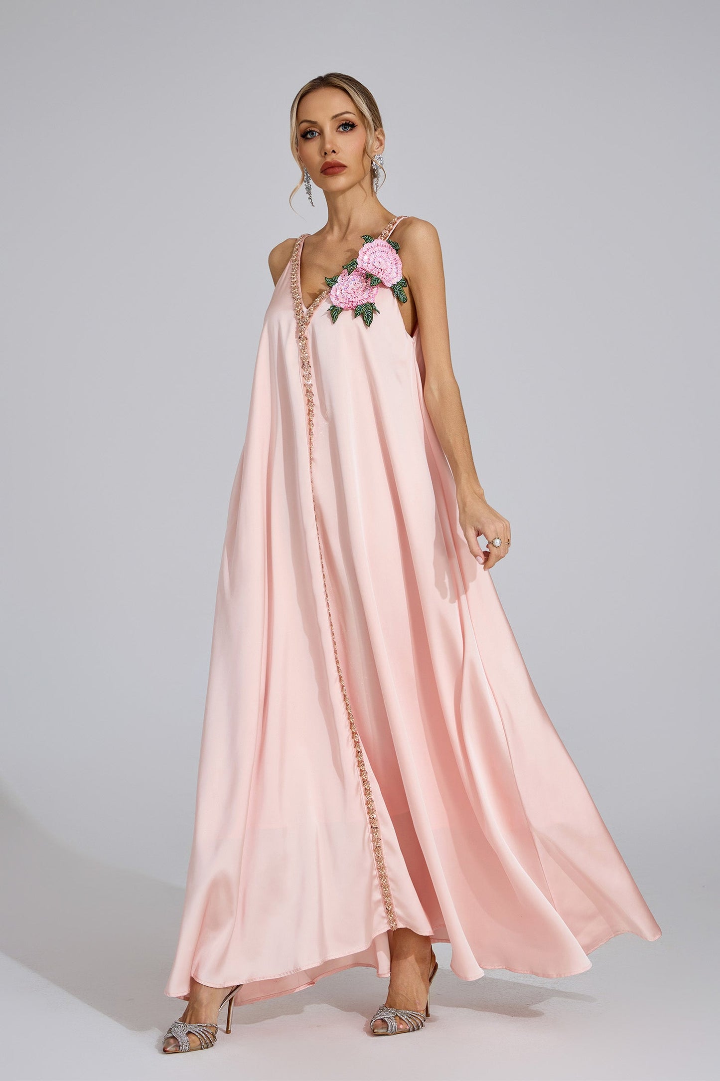 Aurélia Floral-Embellished Flow Dress