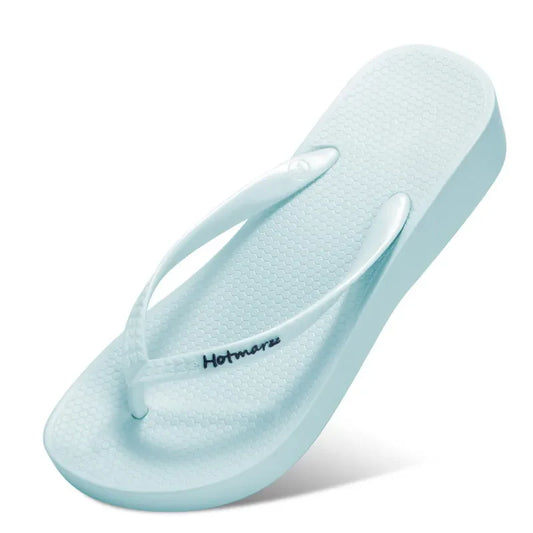 Classic Comfort Wedge Slippers Light Blue