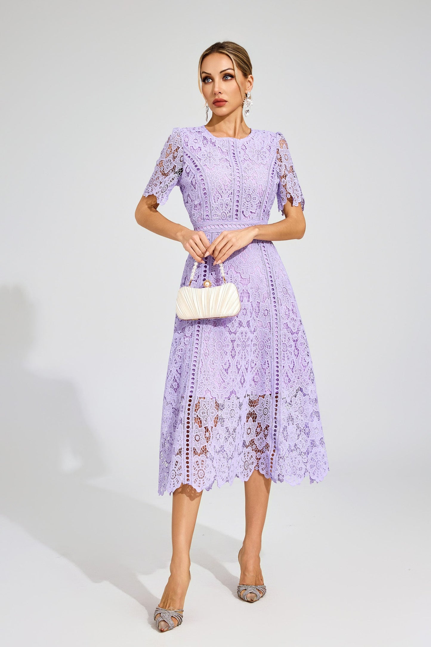 Camille Purple Lace Midi Dress