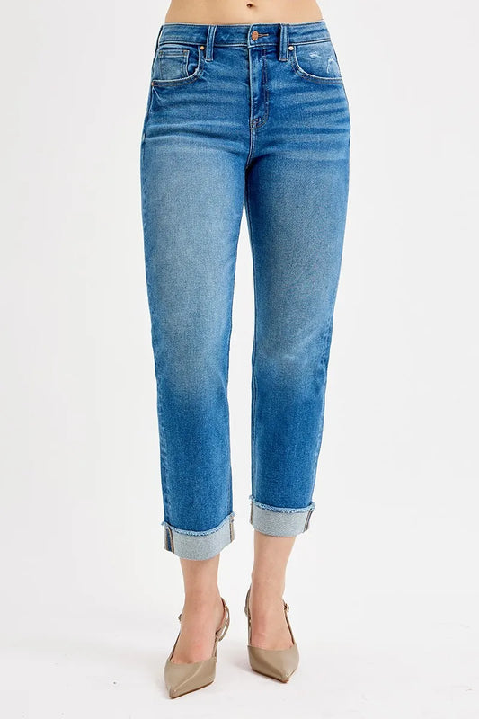 Boyfriend Fit High Waist Ankle Jeans – Plus Size