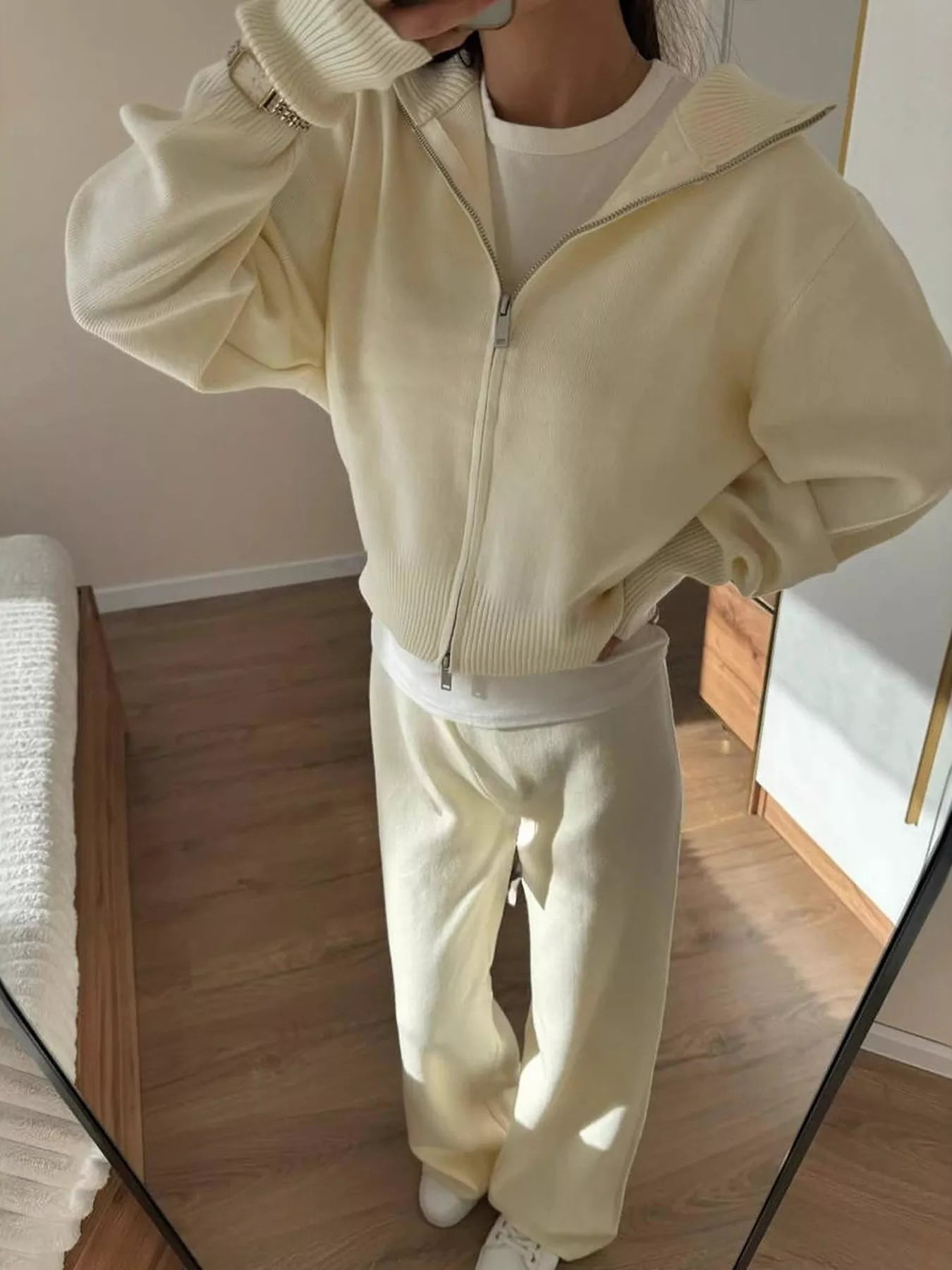Plush Zip-Up Hoodie and Pants Set