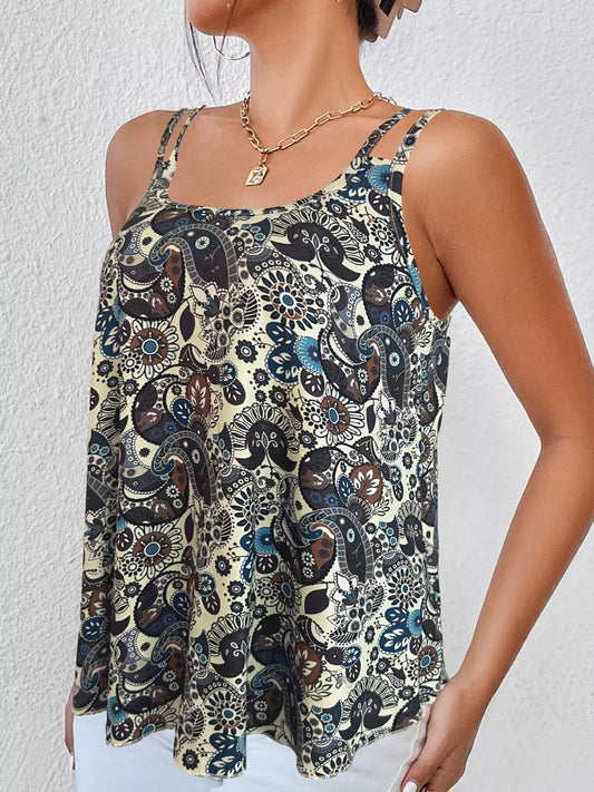 Paisley Print Round Neck Tank