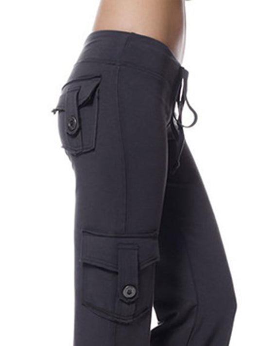 Mid Waist Pants Pockets