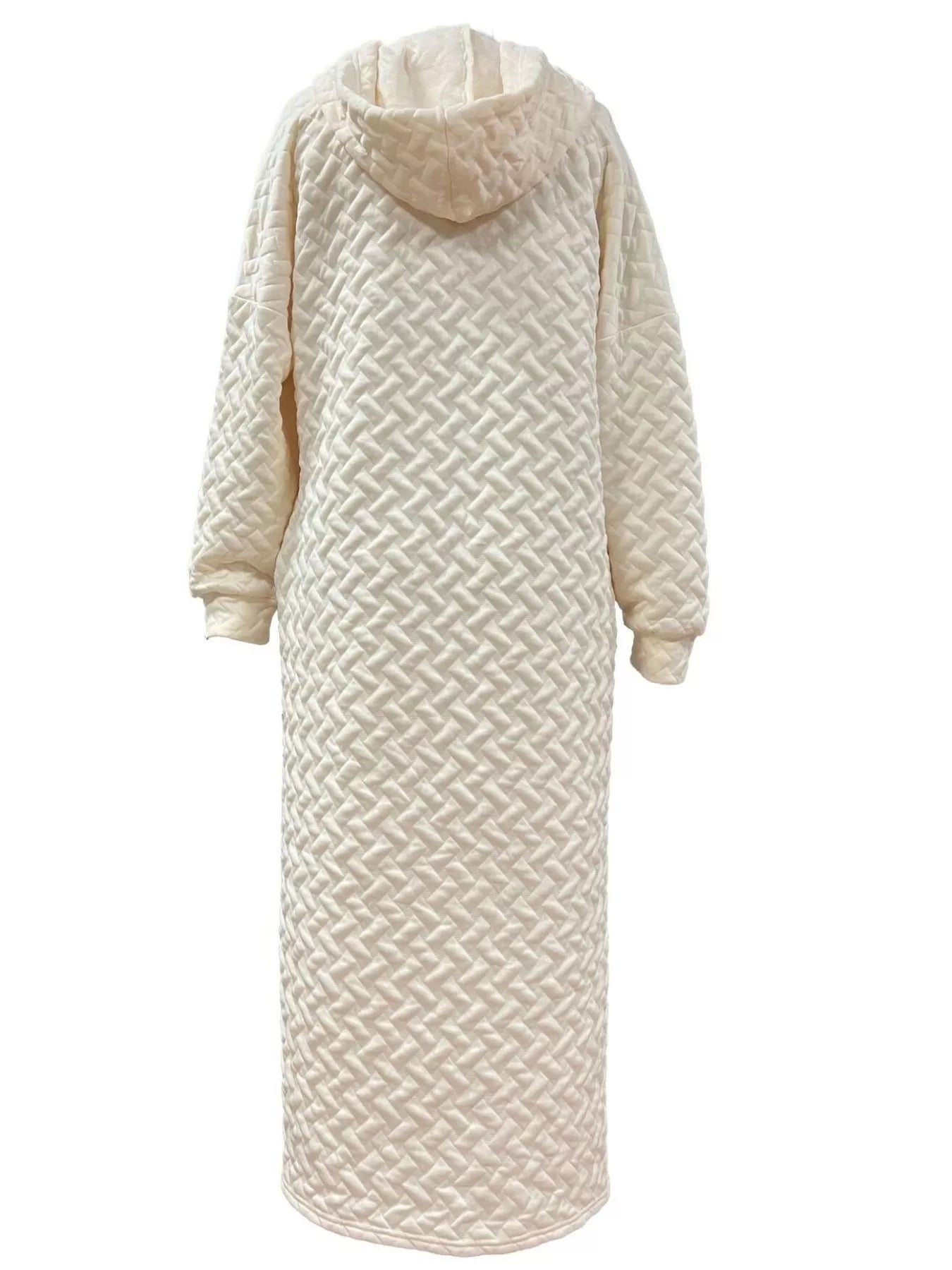 Textured Knit Hoodie Dress with Side Slit