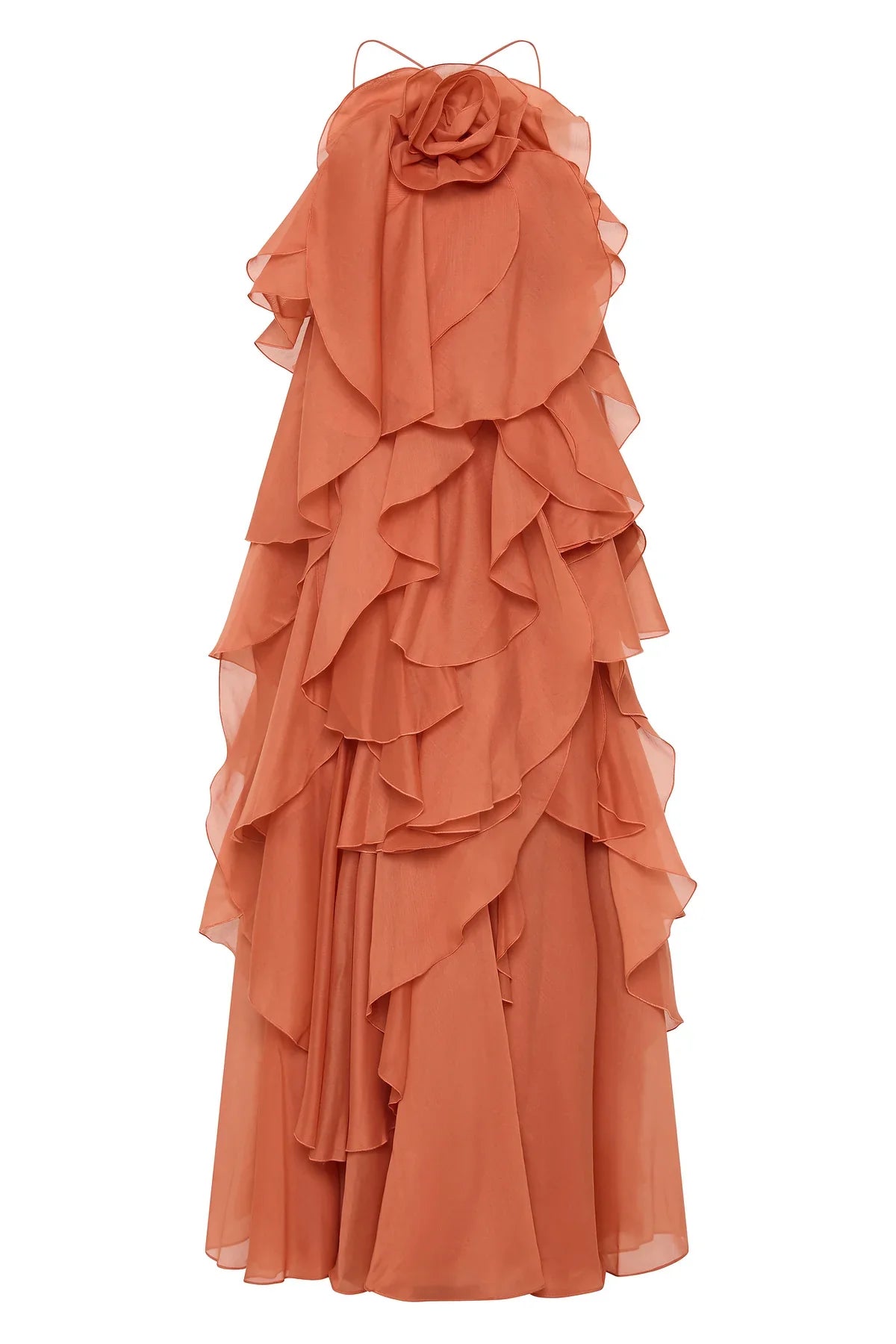 Flower layered backless maxi dress