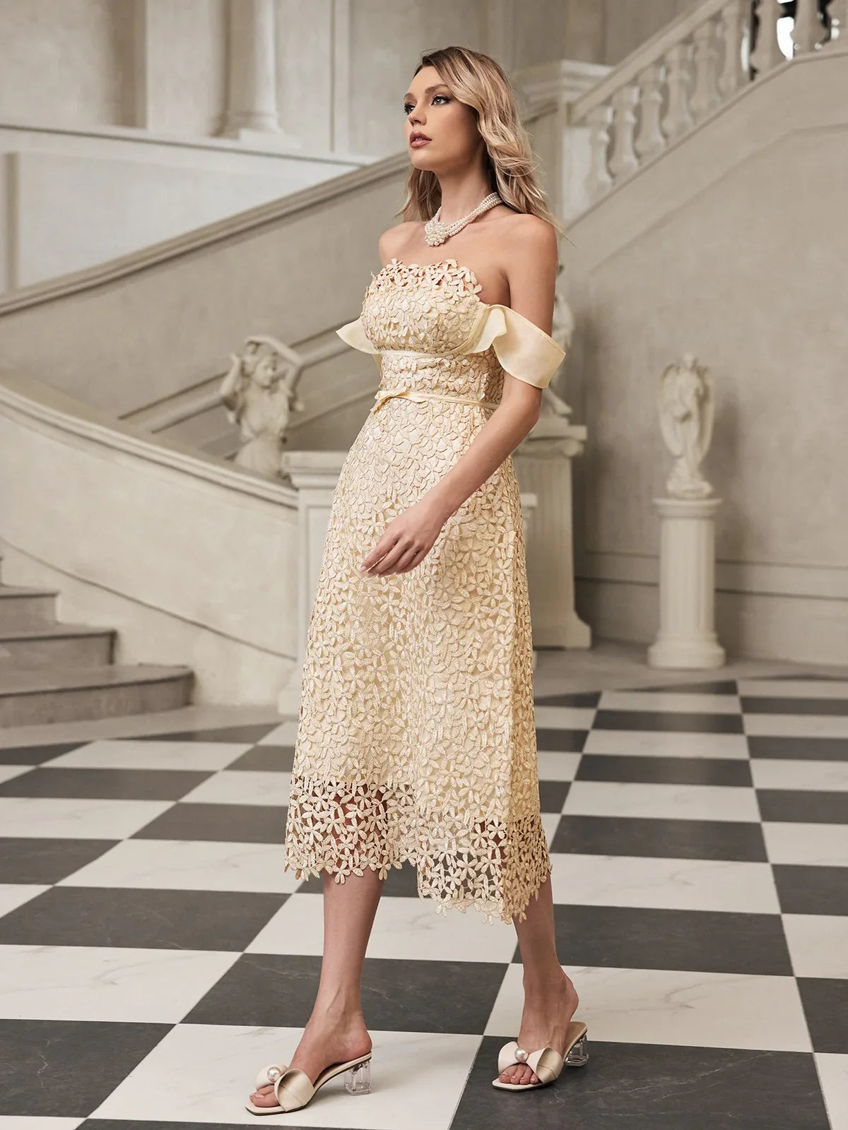 Elise Petal Embroidered Midi Dress