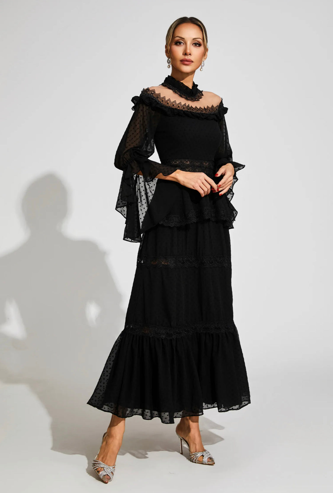 Black lace maxi dress