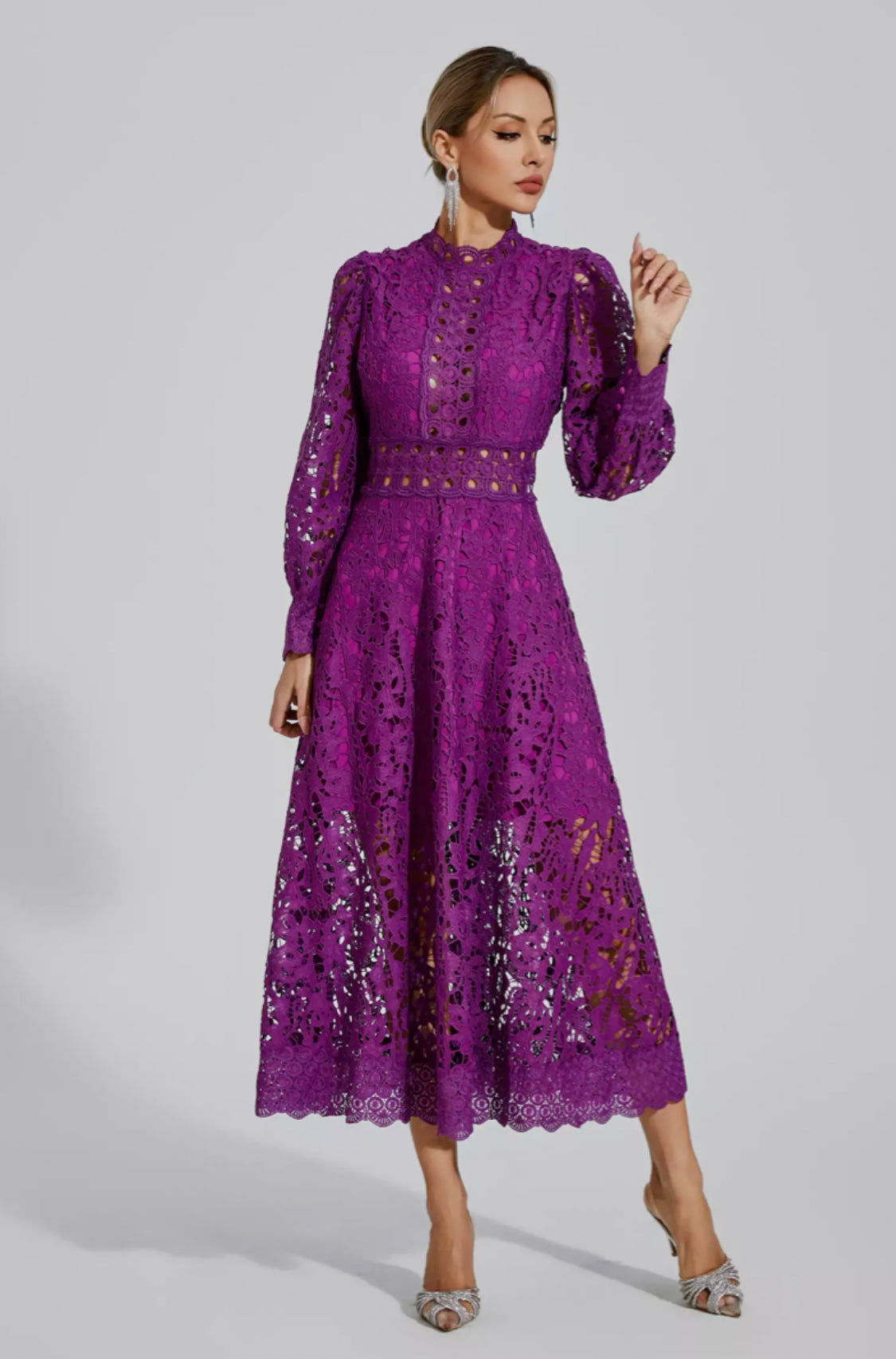 Kenzie Purple lace maxi dress