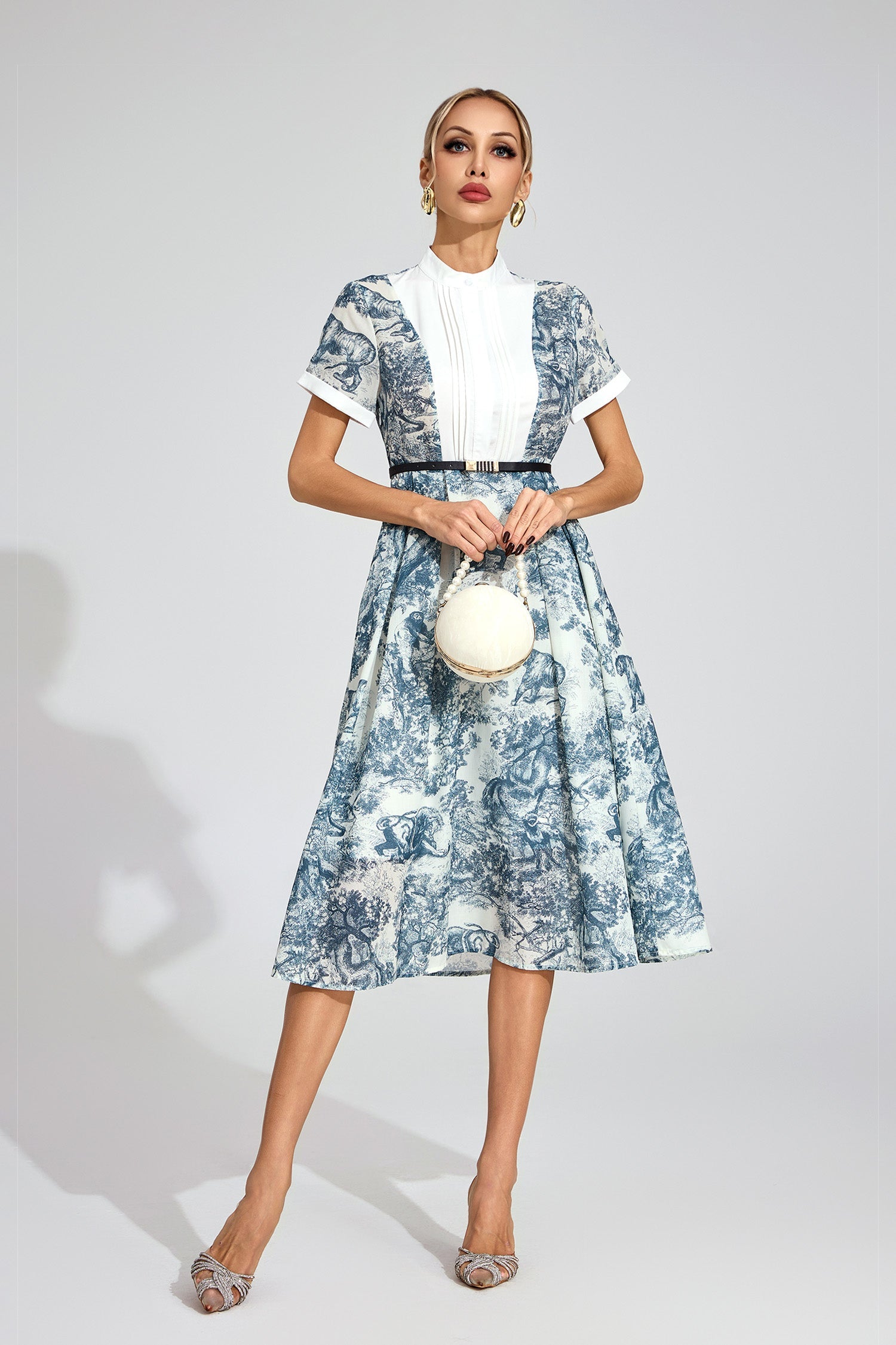 Versailles Toile Belted Shirt Dress