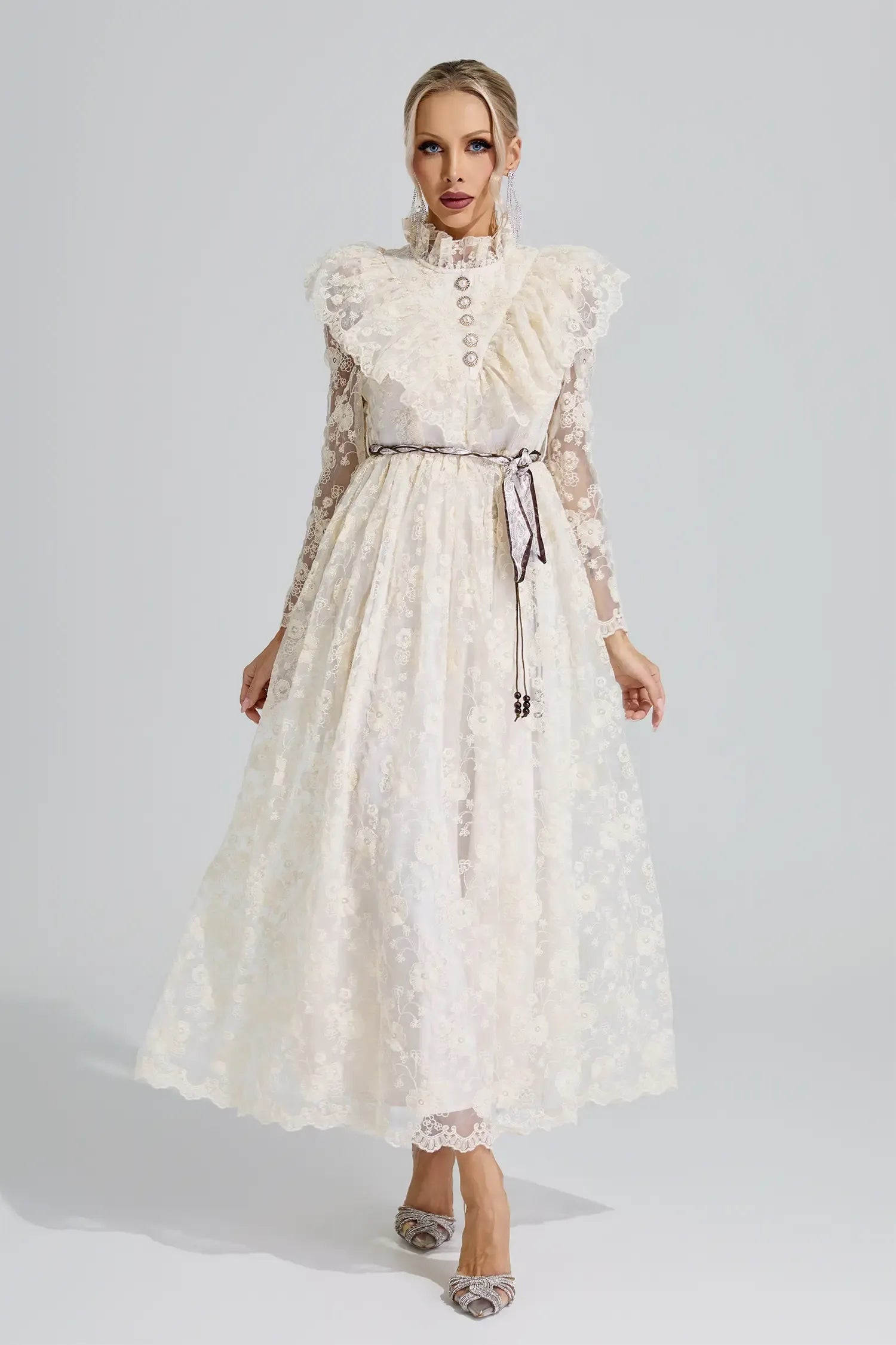 Rosalie Ruffle Lace Maxi Dress