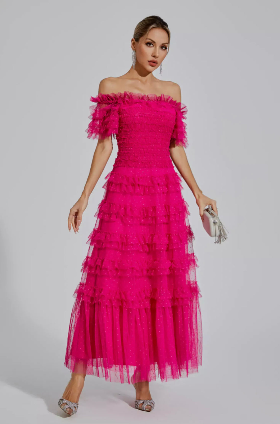 Kai off shoulder mesh maxi dress