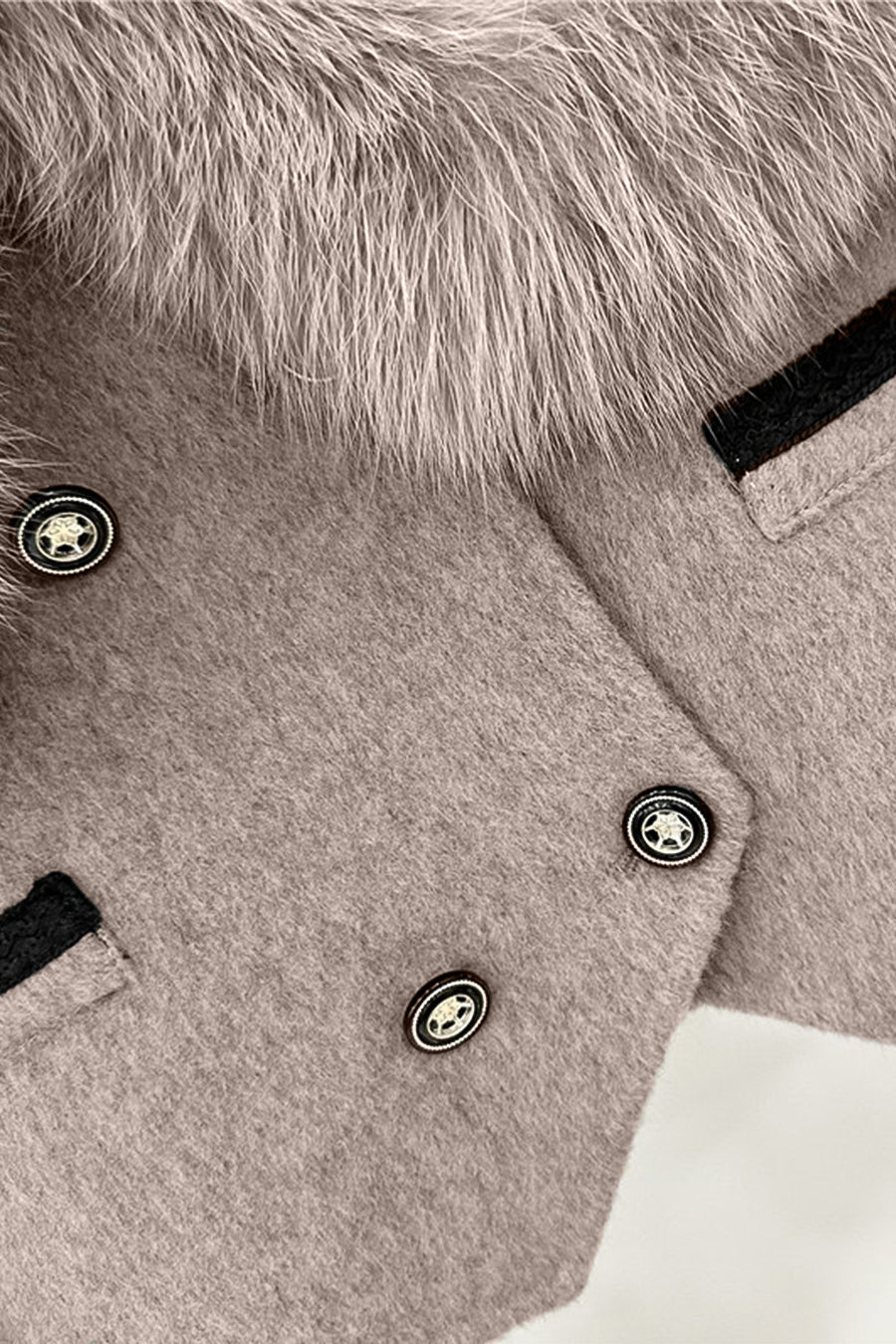 Hallie | Faux Fur Trim Double-Breasted Jacket