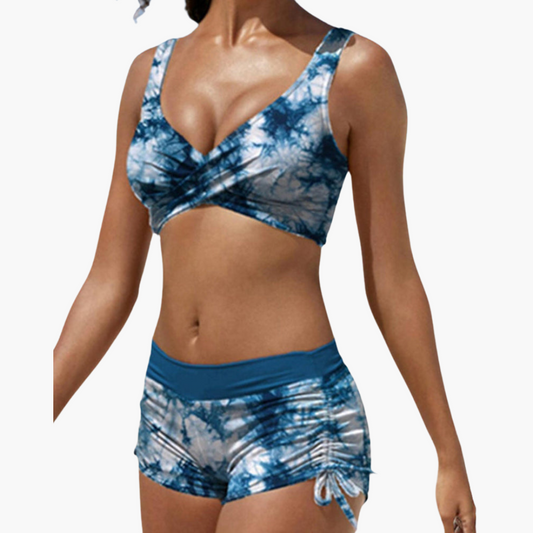 Twist Bikini Top & Shorts - Women's Two-Piece Swimwear Set