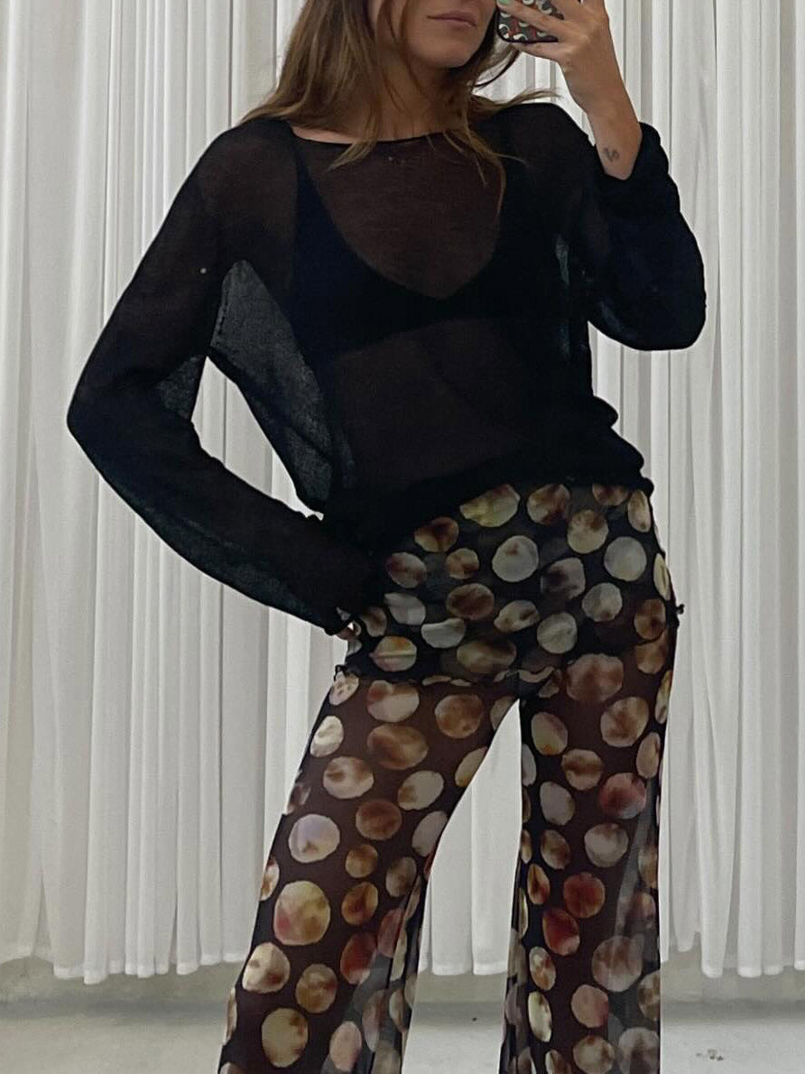 Exquisite Loose Long-sleeved Top Black