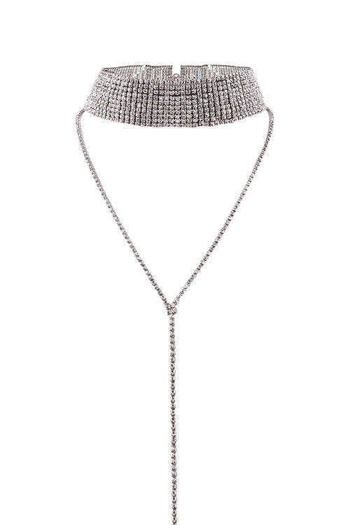 Crystal Shiny Tiered Choker One Size Silver