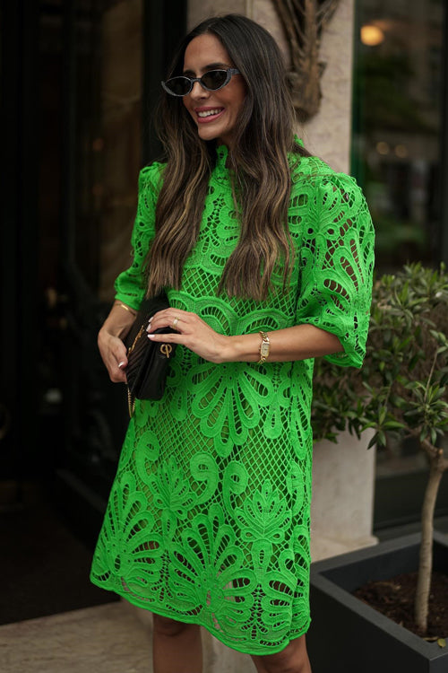 Out In The World Hollow-out Mini Dress - 4 Colors Green