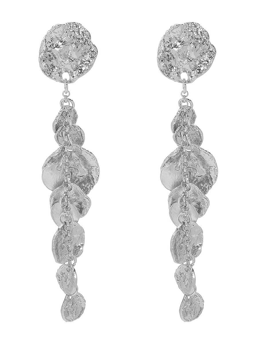 Minimalist Irregular Tassel Earrings Silver F