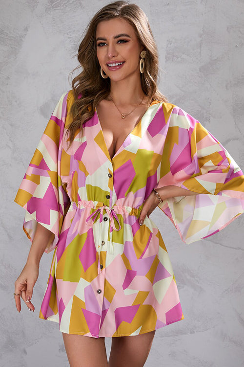 Lost To Love Printed Button Down Mini Dress - 5 Colors Purple