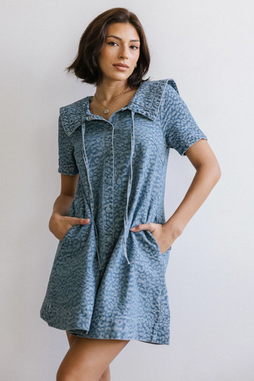 Moment Maker Leopard Print Denim Mini Dress - 2 Colors