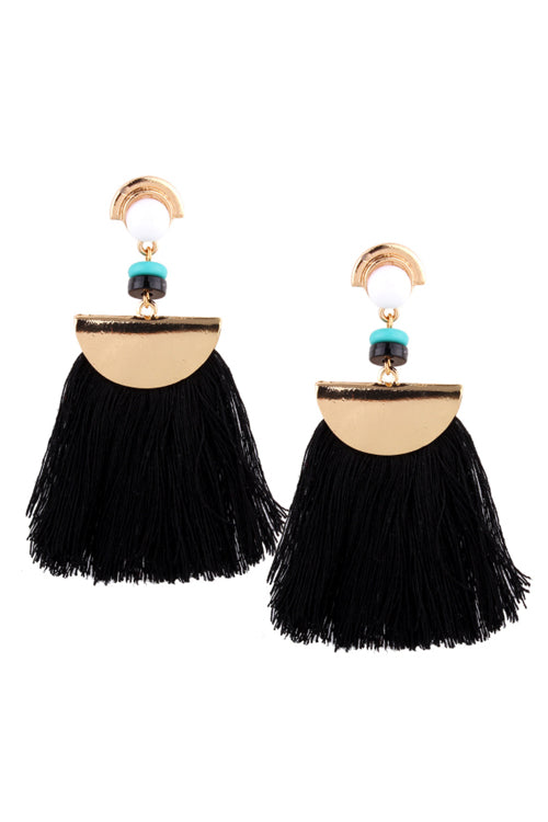 Tassel Ethnic Style Earring Black