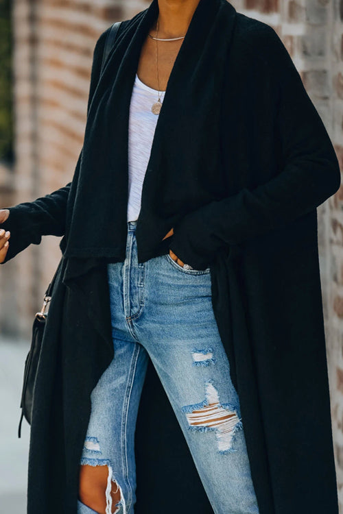 Starting Now Long Sleeve Cape Cardigan - 7 Colors Black