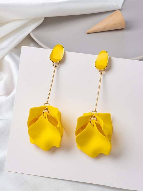 Petal Tassel Earrings Yellow F