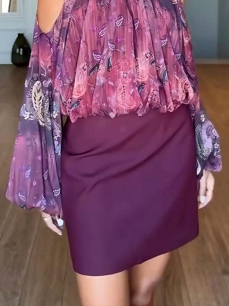 Versatile Fit Short Skirt Dark Red