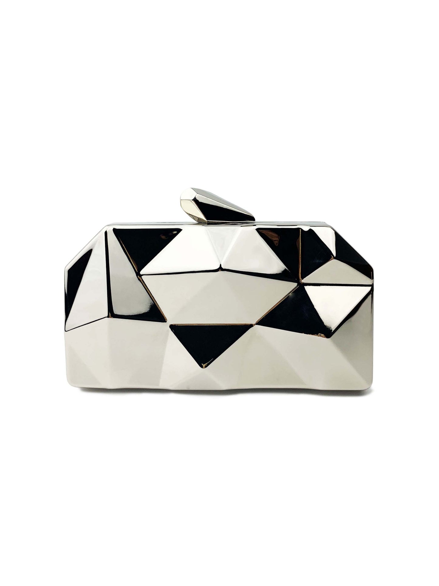 Irregular Design Clutch Chain Bag Silver F