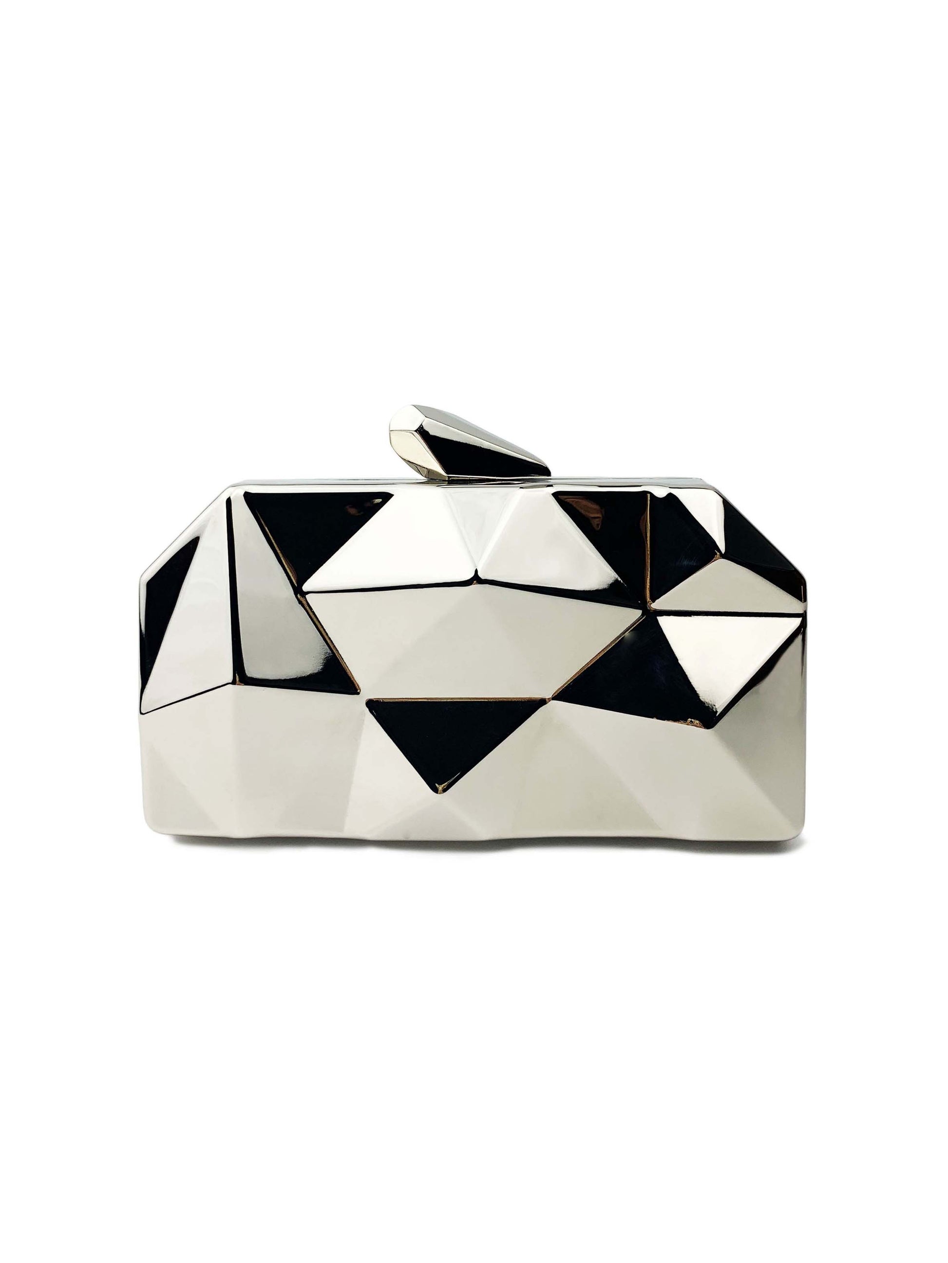 Irregular Design Clutch Chain Bag Silver F